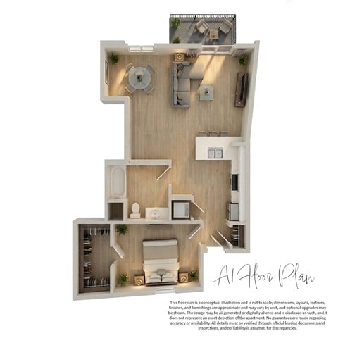 Floor plan for 1 bed, 1 bath, 867 sqft